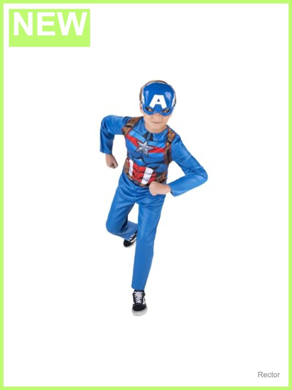 Marvel Captain America Youth Costume Fabric Jumpsuit with Plastic Mask